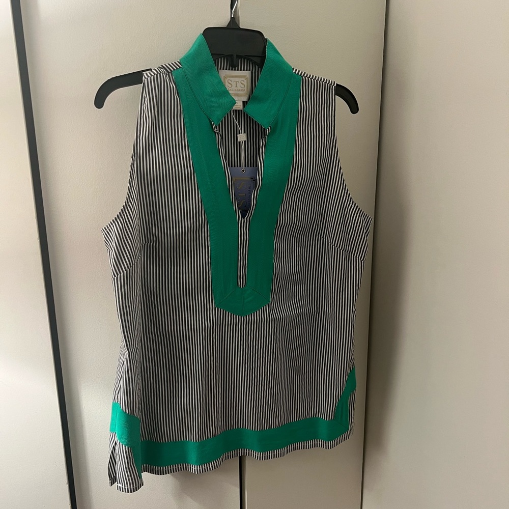 Sail to Sable Gray and Green Sleeveless Top - Picture 2 of 6